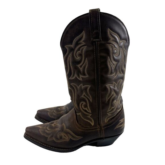Laredo Runaway Western Boot 5404 Brown Leather Pull On Pointed Toe Womens 7.5 - Picture 1 of 16